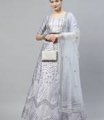 Shubhkala Lavender Thread With Sequins Embroidered Silk Bridal Lehenga Choli