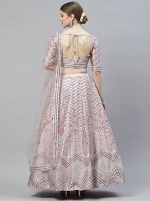 Shubhkala Careys Dusty Pink Thread With Sequins Embroidered Silk Wedding Lehenga Choli 2