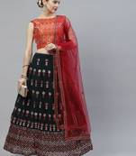 Shubhkala Captivating Green Gotta Patti With Thread Embroidered Georgette Semi Stitched Bridal Lehenga