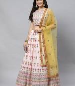 Shubhkala Glamorous Pink Gotta Patti With Thread Embroidered Georgette Semi Stitched Bridal Lehenga