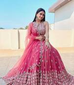Gajri Pink Colour Dulhan Lehenga Choli, Wedding Lehenga Choli
