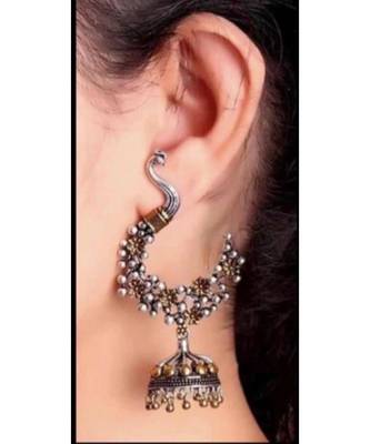 Dual tone peacock earrings 1