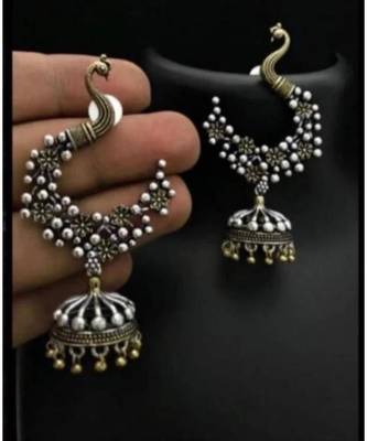 Dual tone peacock earrings 2