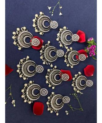 Black oxidised chandbali earrings 3