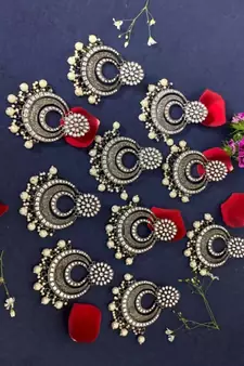 Black oxidised chandbali earrings