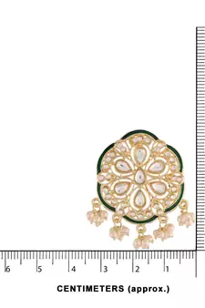 Traditional Green Meenakari Kundan Pearl Stud Earrings for Women 