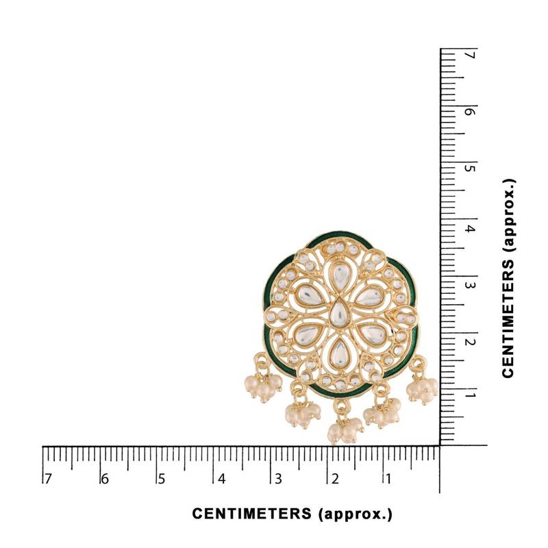 Traditional Green Meenakari Kundan Pearl Stud Earrings for Women 