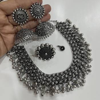 Oxidised Ghunghroo Choker Set 2