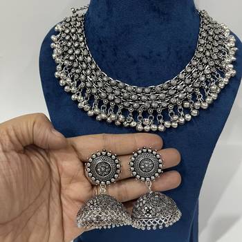 Oxidised Ghunghroo Choker Set 3