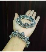 MAADURGA OPENABLE KADA, Indian oxidized German silver jewelry, tribal banjara style, silver look alike,