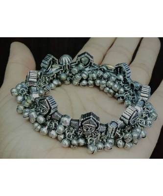 MAADURGA OPENABLE KADA, Indian oxidized German silver jewelry, tribal banjara style, silver look alike, 2