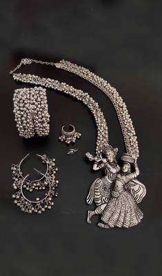 Radha krishna Oxidized Jewelry Set 1