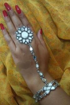 Mirror haathphool bracelet with ring