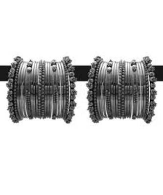 Silver Black Bangle set 1