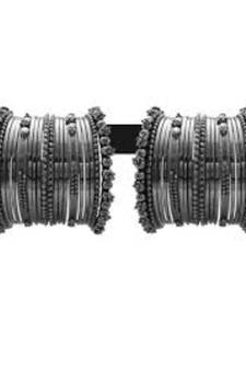 Silver Black Bangle set