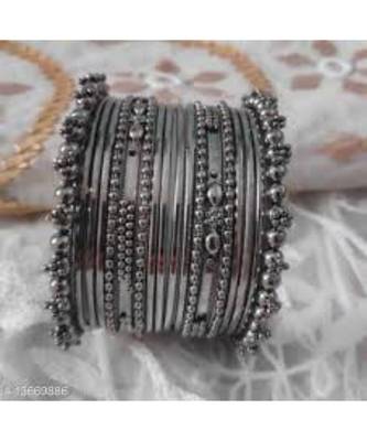Silver Black Bangle set 2