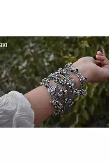 Multi Design Ghunghroo Bangle set with ring