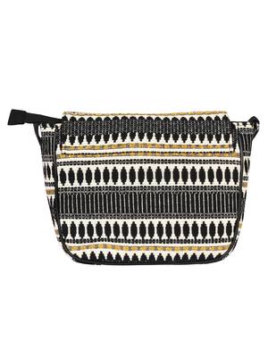 Anekaant Frill Black and Multicolored Cotton Jacquard Sling Bag 3