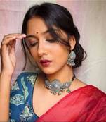 Silver Oxidised Vintage Choker Set for Women