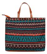 Geomat Digital Printed Canvas & PU Sling Bag Turquoise & Multi