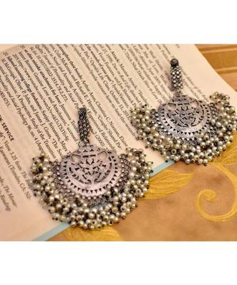 Silver look Chandbali Earrings 4