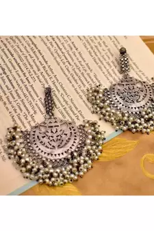 Silver look Chandbali Earrings