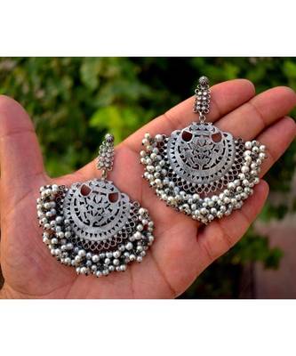 Silver look Chandbali Earrings 5