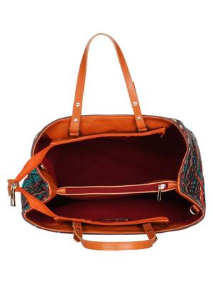 Geomat Digital Printed Canvas & PU Sling Bag Turquoise & Multi 4