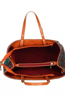 Geomat Digital Printed Canvas & PU Sling Bag Turquoise & Multi