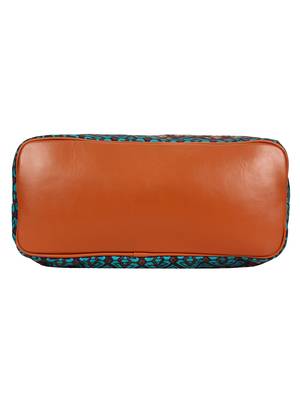Geomat Digital Printed Canvas & PU Sling Bag Turquoise & Multi 5