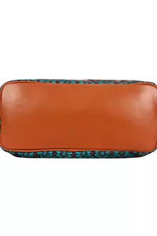Geomat Digital Printed Canvas & PU Sling Bag Turquoise & Multi