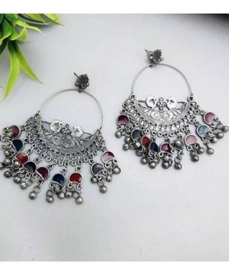 Peacock Chandbali Enamel Earrings 2