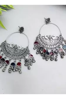 Peacock Chandbali Enamel Earrings