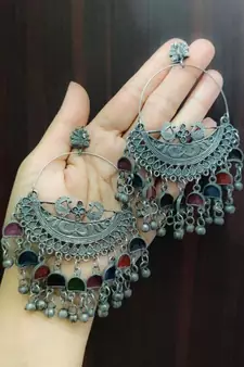 Peacock Chandbali Enamel Earrings