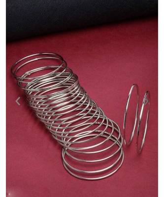 Silver Plain Bangle set 4