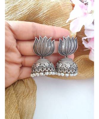 Antique Lotus Jhumka Earrings 1