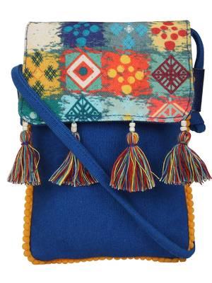 Geomat Digital Printed Canvas Sling Bag Blue & Multi 1