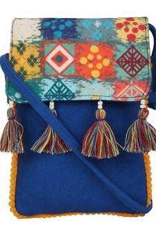 Geomat Digital Printed Canvas Sling Bag Blue & Multi
