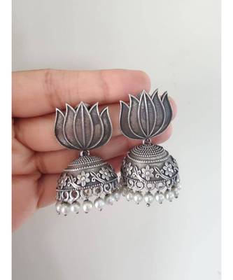 Antique Lotus Jhumka Earrings 2