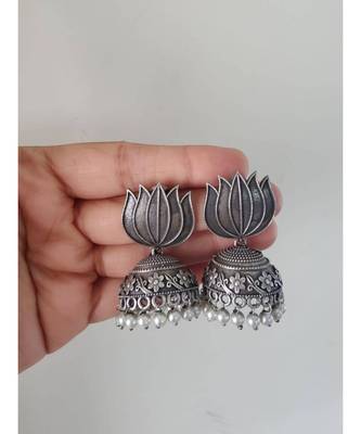 Antique Lotus Jhumka Earrings 3