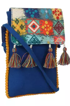 Geomat Digital Printed Canvas Sling Bag Blue & Multi
