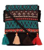 Geomat Digital Printed Cotton Canvas Sling Bag Black, Green & Multi