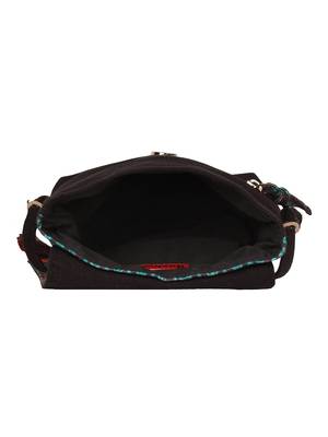 Geomat Digital Printed Cotton Canvas Sling Bag Black, Green & Multi 5
