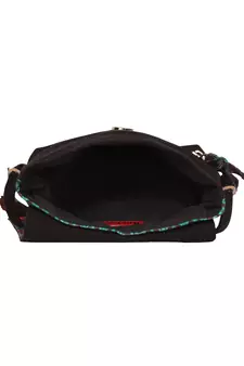 Geomat Digital Printed Cotton Canvas Sling Bag Black, Green & Multi