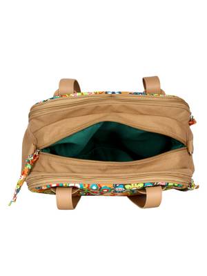 Anekaant Florid Printed Canvas & PU Shoulder Bag Beige & Multi 5