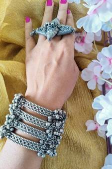 Antique Ghunghroo Kada With Ring