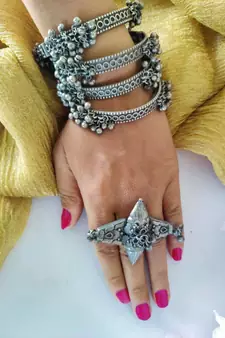 Antique Ghunghroo Kada With Ring