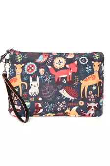 Anekaant Modish Navy & Multi Polyester Quirky Cosmetic Pouch