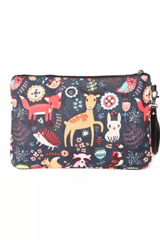 Anekaant Modish Navy & Multi Polyester Quirky Cosmetic Pouch
