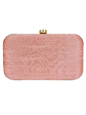 Anekaant Adorn Embellished Faux Silk Clutch Pastel Pink & Gold 3